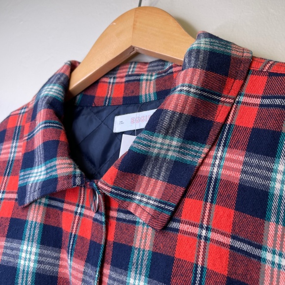 Eggie | Plaid Flannel Snap Button Closure Quilted VSCO Unisex Shacket - Picture 5 of 12